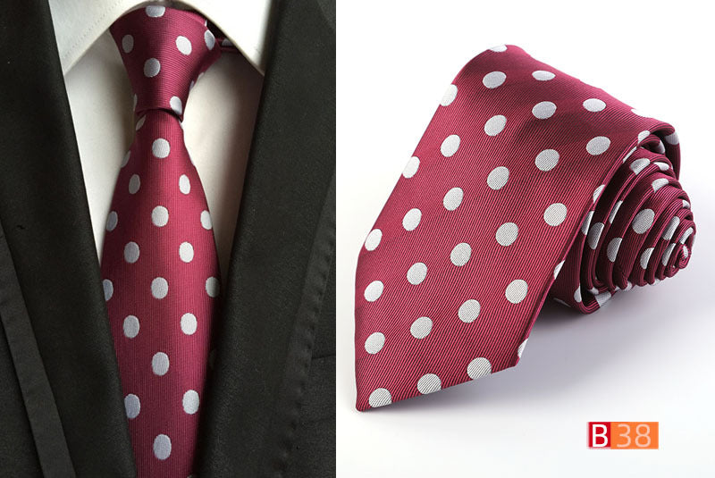 Men's Jacquard Polyester Tie – Classic Stripe Business & Casual Necktie