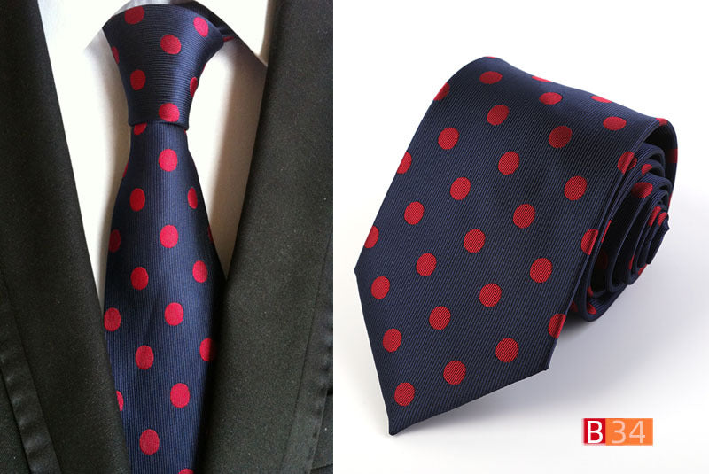 Men's Jacquard Polyester Tie – Classic Stripe Business & Casual Necktie