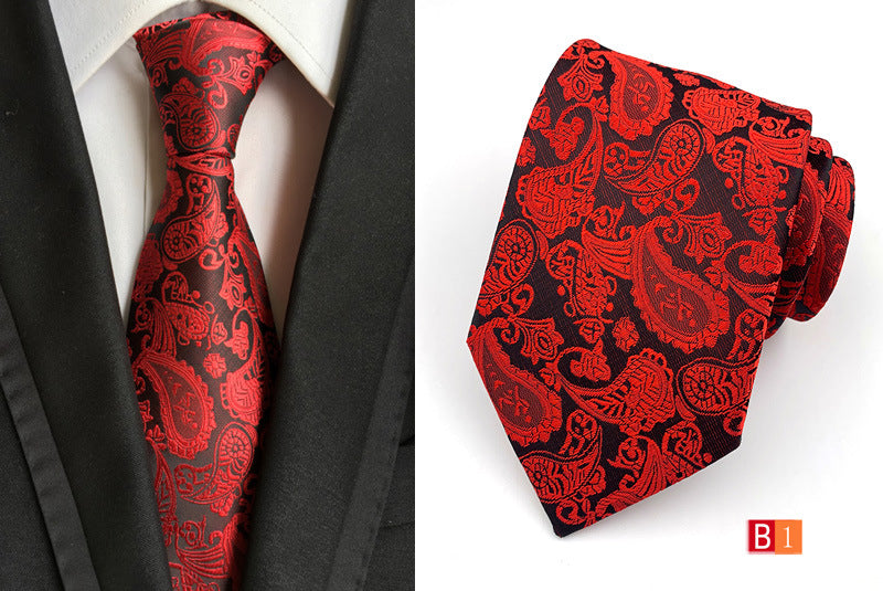 Men's Jacquard Polyester Tie – Classic Stripe Business & Casual Necktie