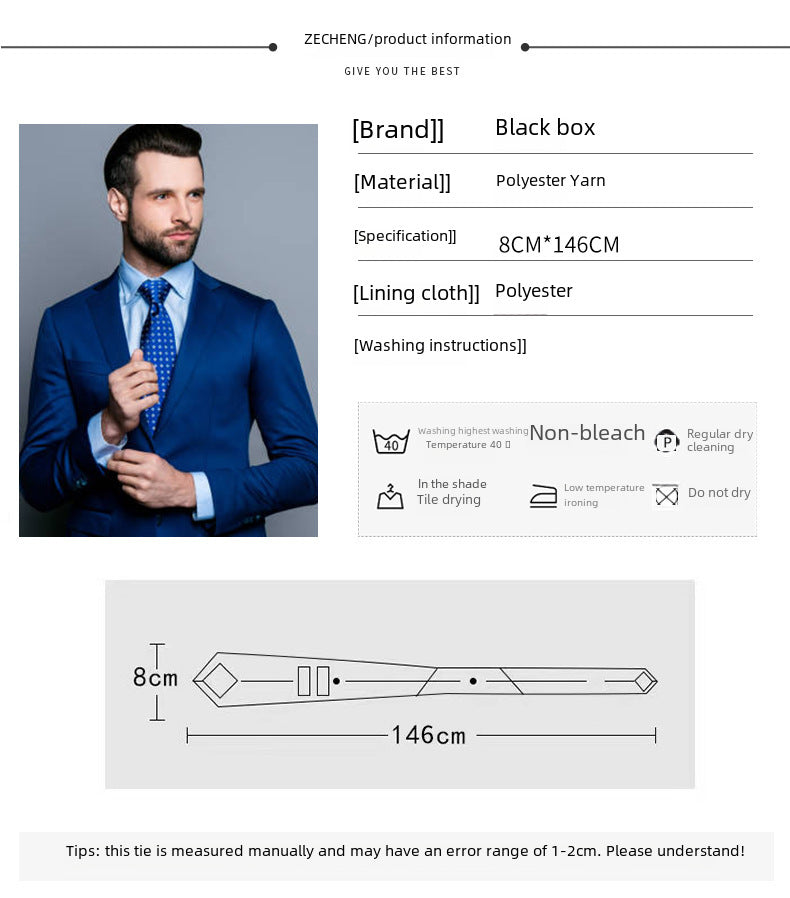 Men's Jacquard Polyester Tie – Classic Stripe Business & Casual Necktie
