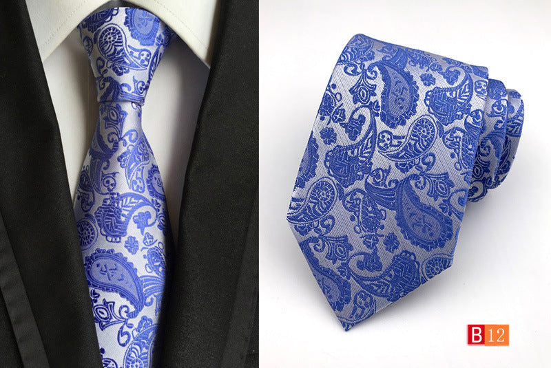 Men's Jacquard Polyester Tie – Classic Stripe Business & Casual Necktie