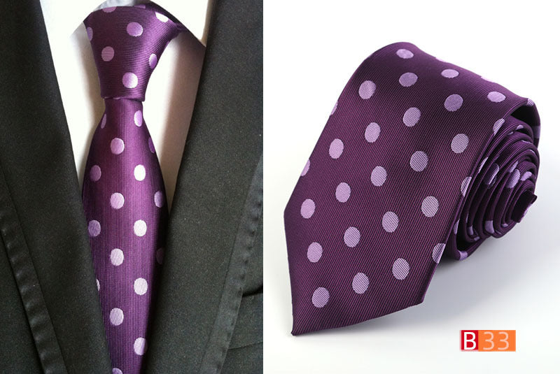 Men's Jacquard Polyester Tie – Classic Stripe Business & Casual Necktie