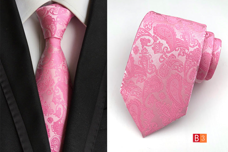 Men's Jacquard Polyester Tie – Classic Stripe Business & Casual Necktie
