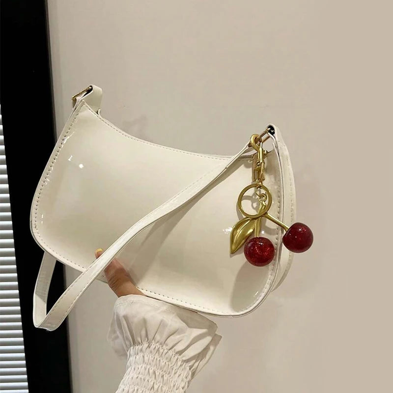 Women's PU Leather Handbag — Cherry Pendant Shoulder Bag (3 Colors)