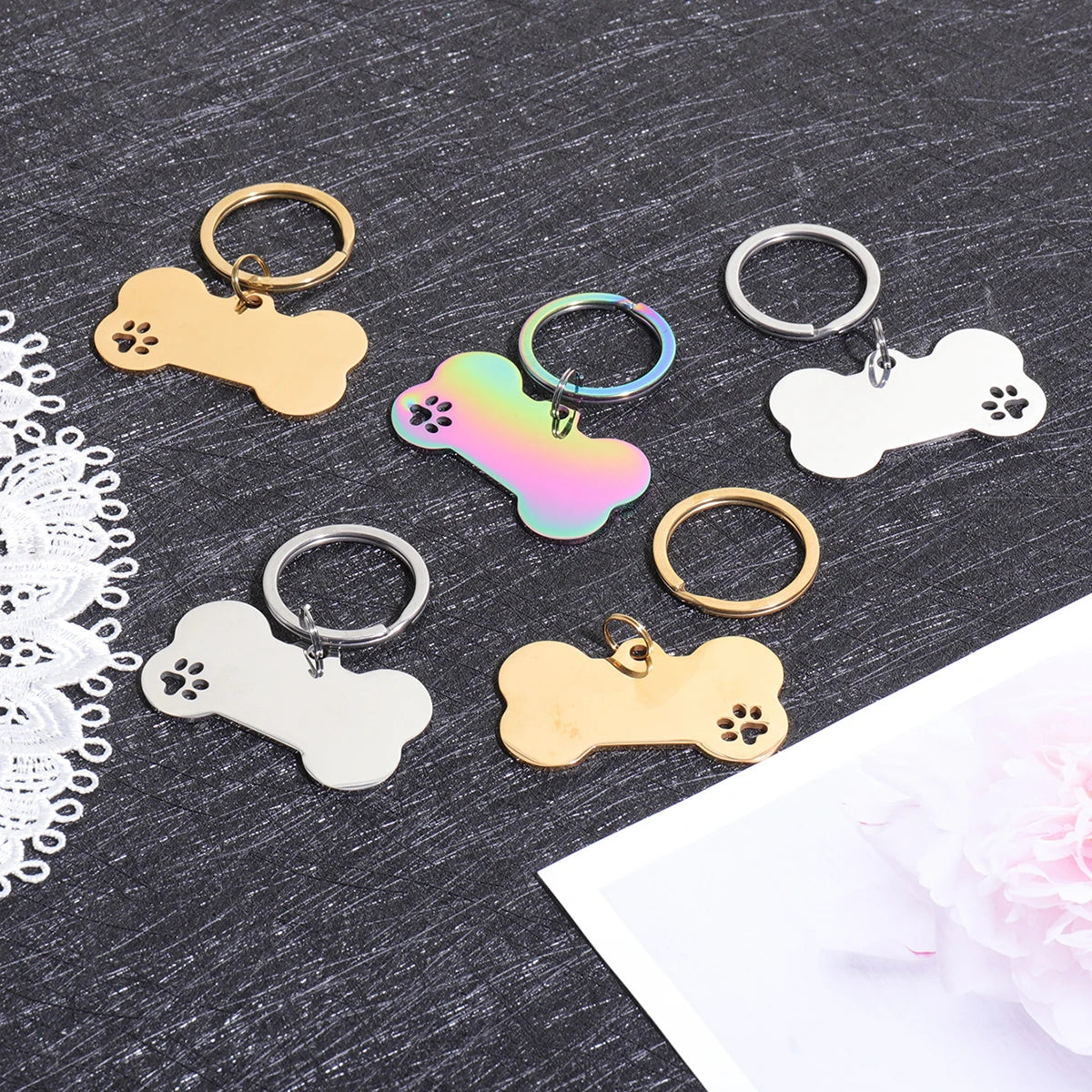 Personalized Dog & Cat ID Tags | Bone Shape | Laser Engraved Custom Name & Address