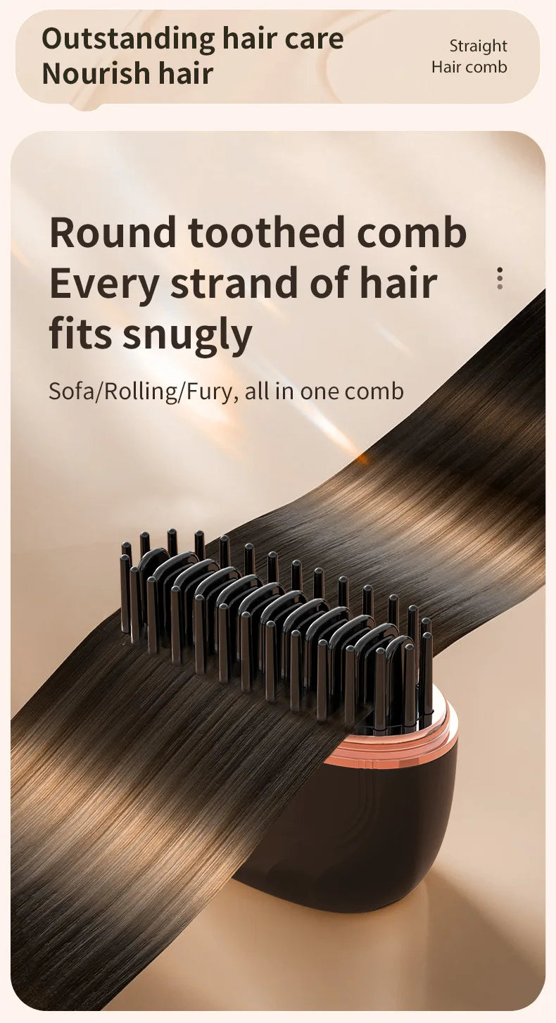 Cordless Mini Hair Straightener Brush – USB Rechargeable, Anti-Scald, Wet & Dry Use