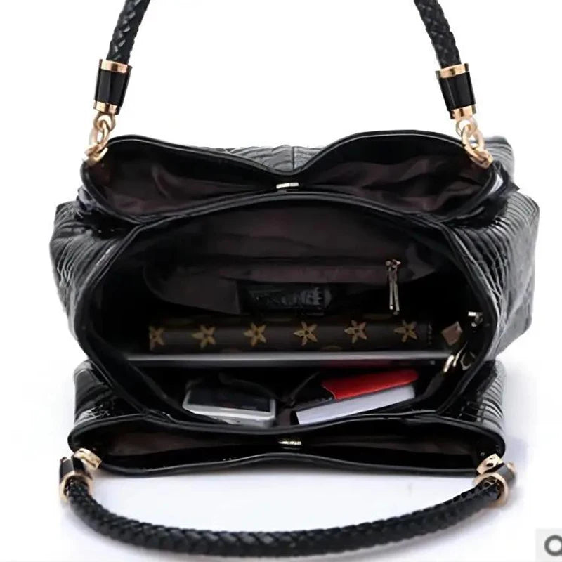 Women's Crocodile Print Tote Bag — Large Capacity Shoulder & Handbag