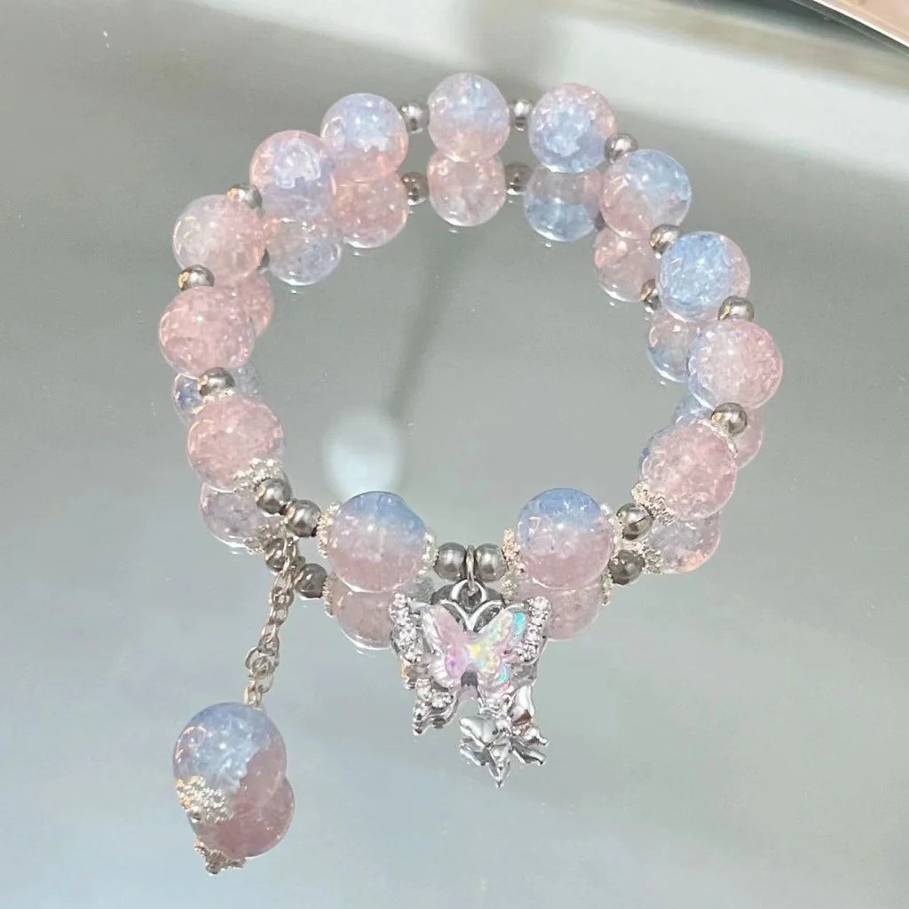 Crystal Beads Charm Bracelet – Korean Style Jewelry Gift for Women & Girls