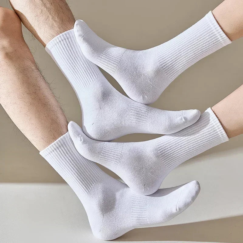 Men's Cotton Sports Socks | Soft Breathable Crew Socks for Everyday & Athletic Wear | Black & White