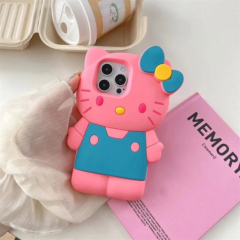 Sanrio Hello Kitty 3D Bow Phone Case – Cute Y2K Silicone Cover for iPhone 11–17 Pro Max