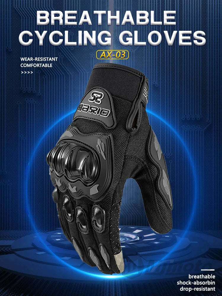 Full Finger Motorcycle Gloves – Touch Screen, Non-Slip & Breathable