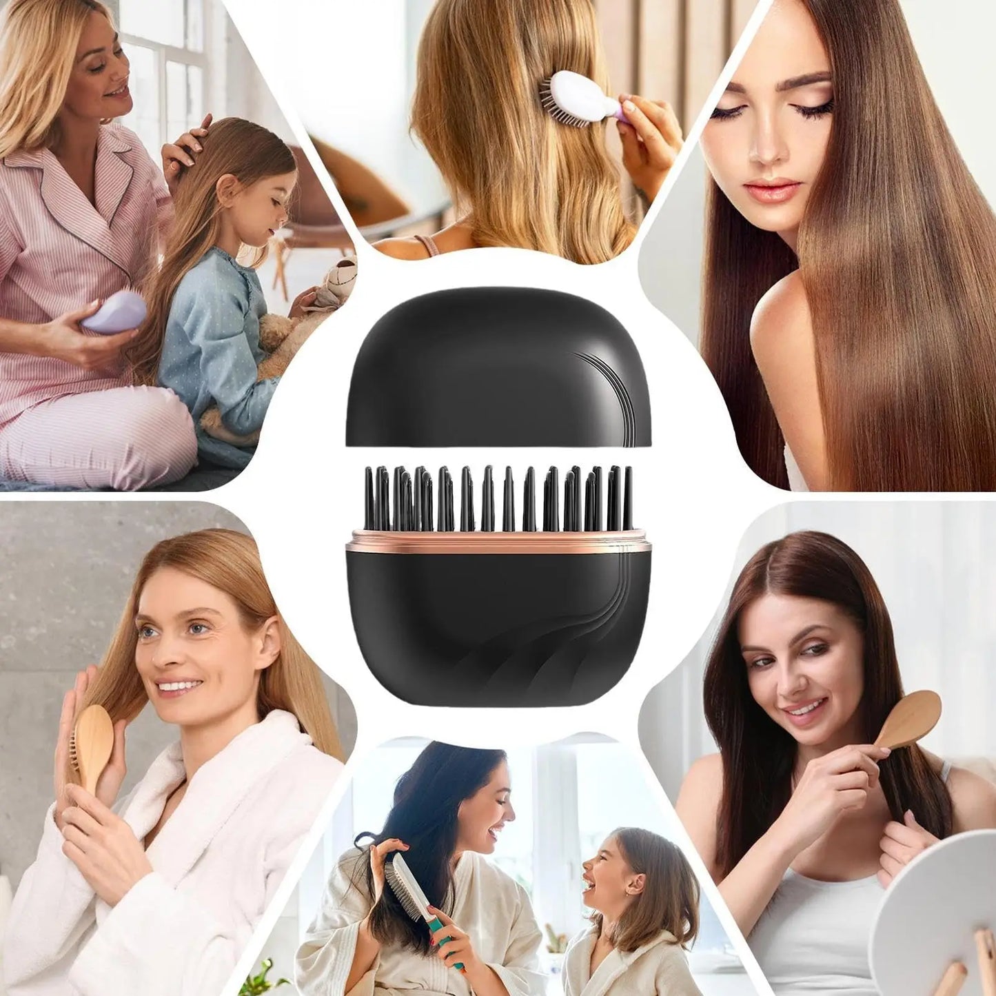 Cordless Mini Hair Straightener Brush – USB Rechargeable, Anti-Scald, Wet & Dry Use