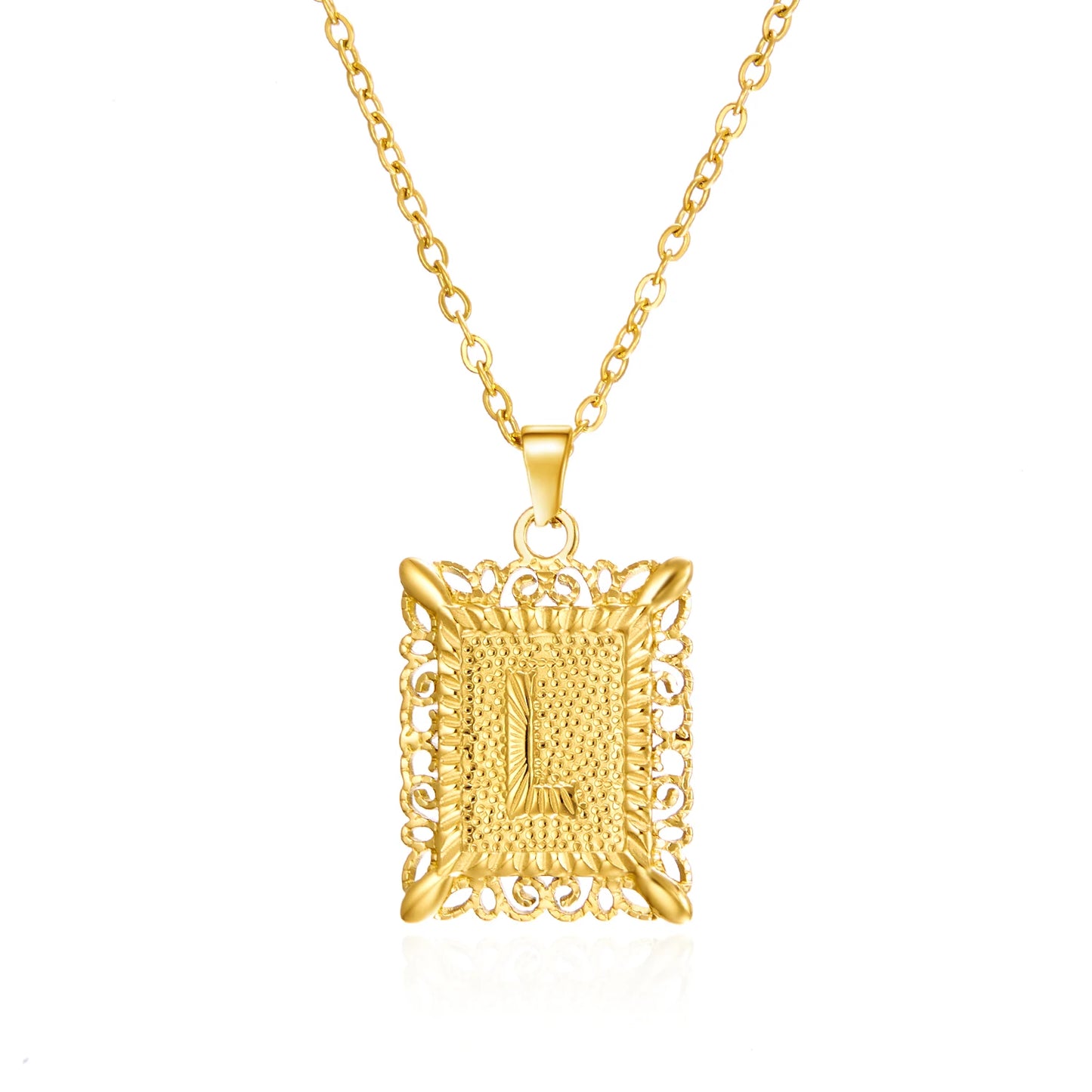 Gold Initial Letter Pendant Necklace – Stainless Steel Couple Jewelry