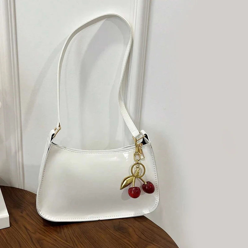 Women's PU Leather Handbag — Cherry Pendant Shoulder Bag (3 Colors)