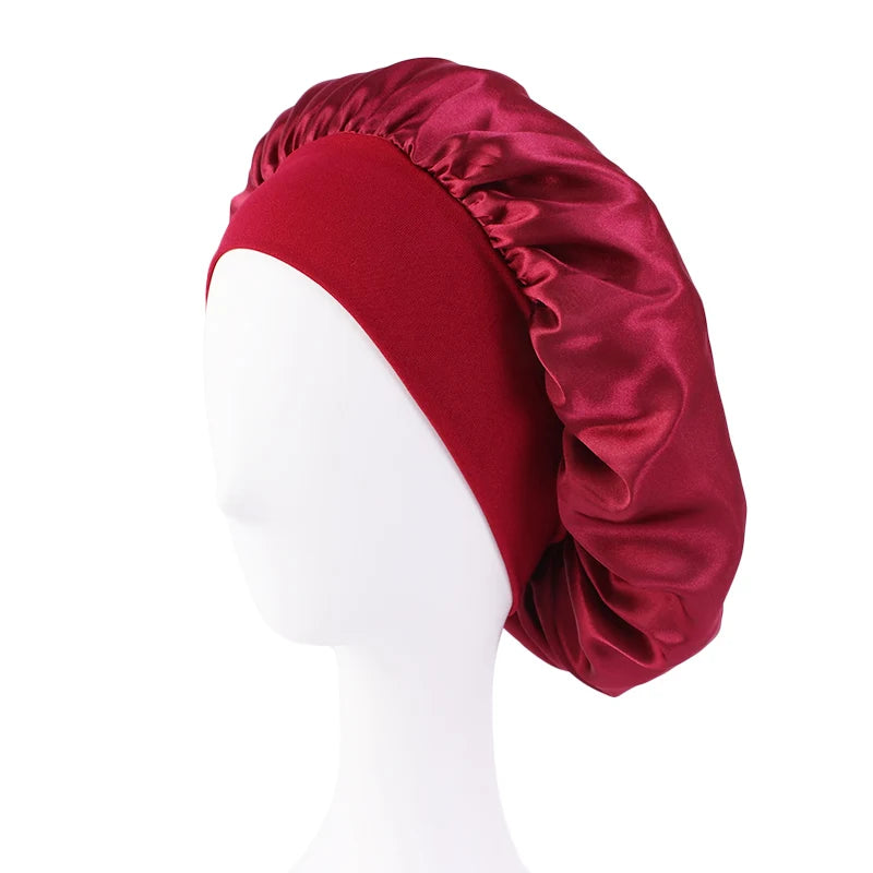 Satin Sleep Bonnet — Wide Brim Hair Care Cap for Women & Men (One Size)