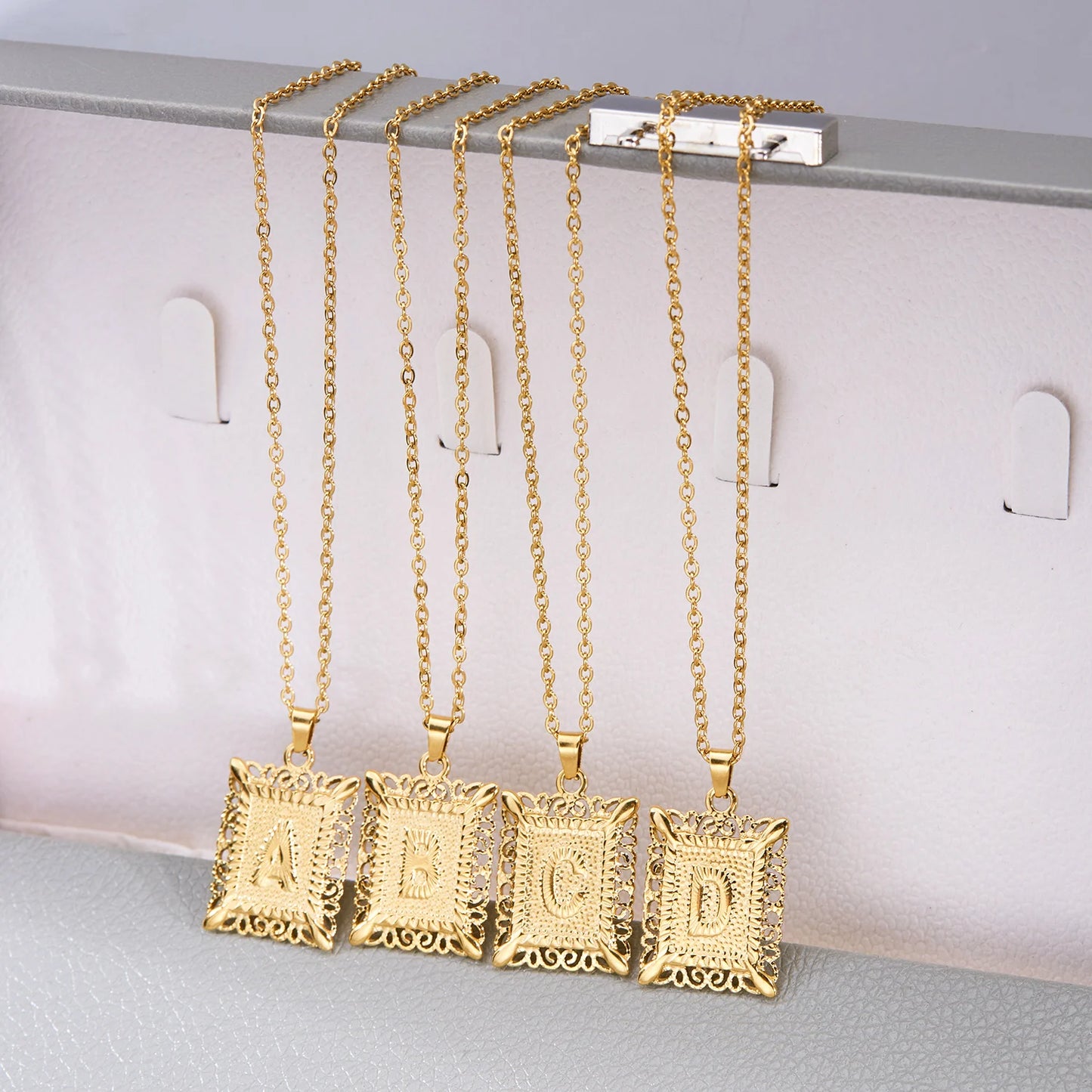 Gold Initial Letter Pendant Necklace – Stainless Steel Couple Jewelry
