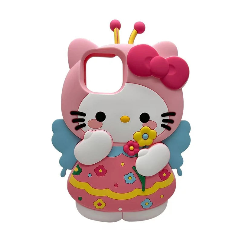 Sanrio Hello Kitty 3D Bow Phone Case – Cute Y2K Silicone Cover for iPhone 11–17 Pro Max