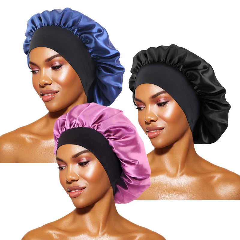 Satin Sleep Bonnet — Wide Brim Hair Care Cap for Women & Men (One Size)