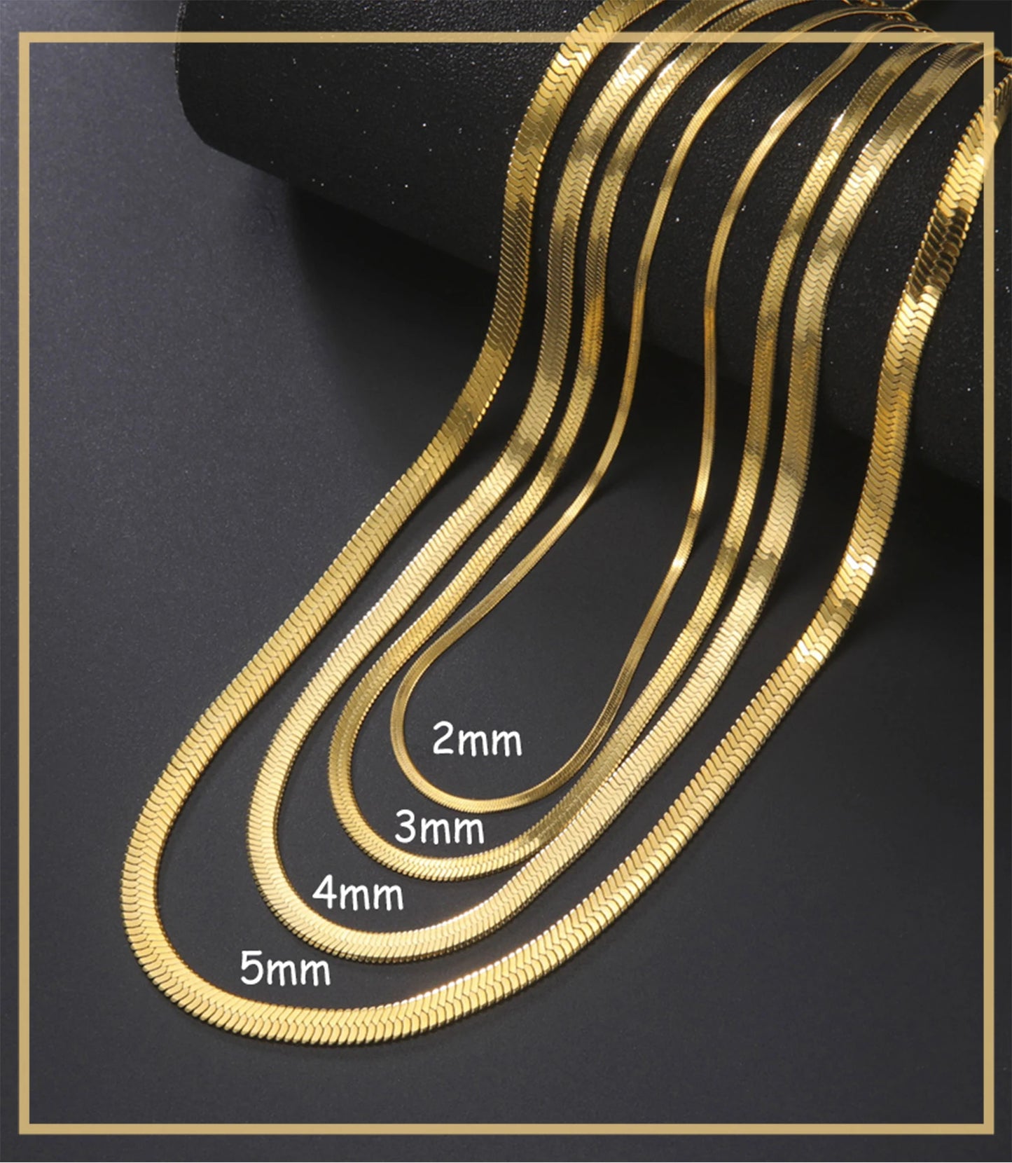 Stainless Steel Snake Chain Necklace | Gold & Silver Herringbone Choker for Women & Men