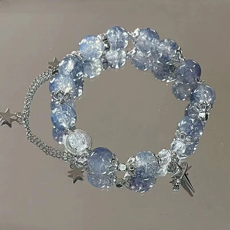 Crystal Beads Charm Bracelet – Korean Style Jewelry Gift for Women & Girls
