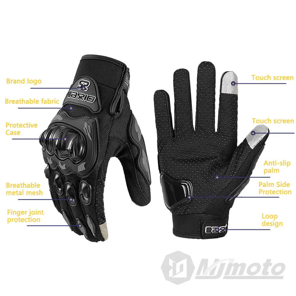 Full Finger Motorcycle Gloves – Touch Screen, Non-Slip & Breathable