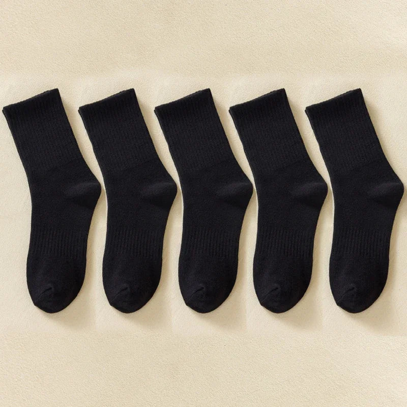 Men's Cotton Sports Socks | Soft Breathable Crew Socks for Everyday & Athletic Wear | Black & White