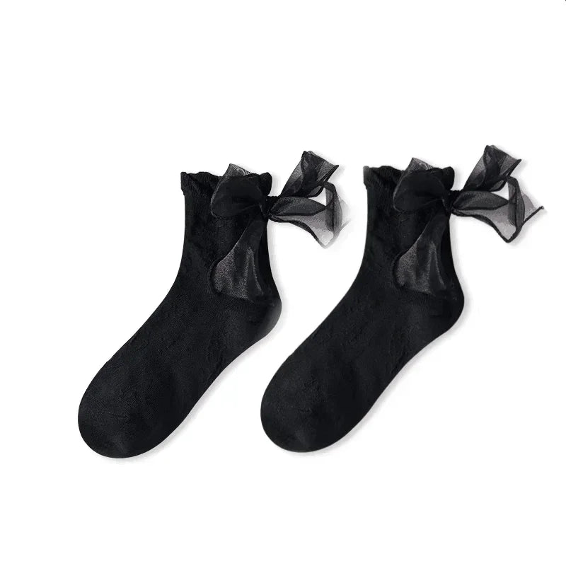Kawaii Lace & Bow Ruffle Socks — Women's Cotton Stockings (6 Styles)