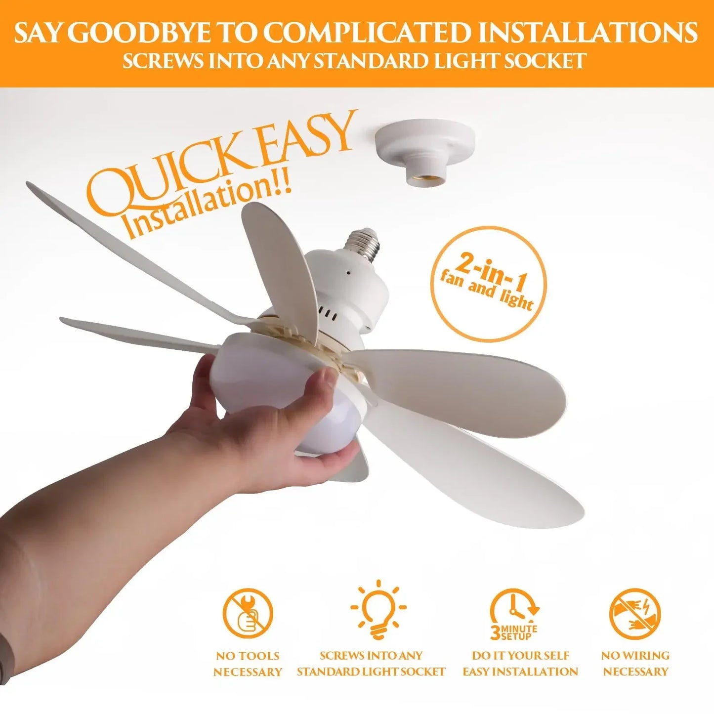 LED Ceiling Fan Light – 40W E27 Dimmable with Remote Control | Modern Style