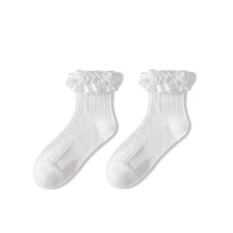 Kawaii Lace & Bow Ruffle Socks — Women's Cotton Stockings (6 Styles)