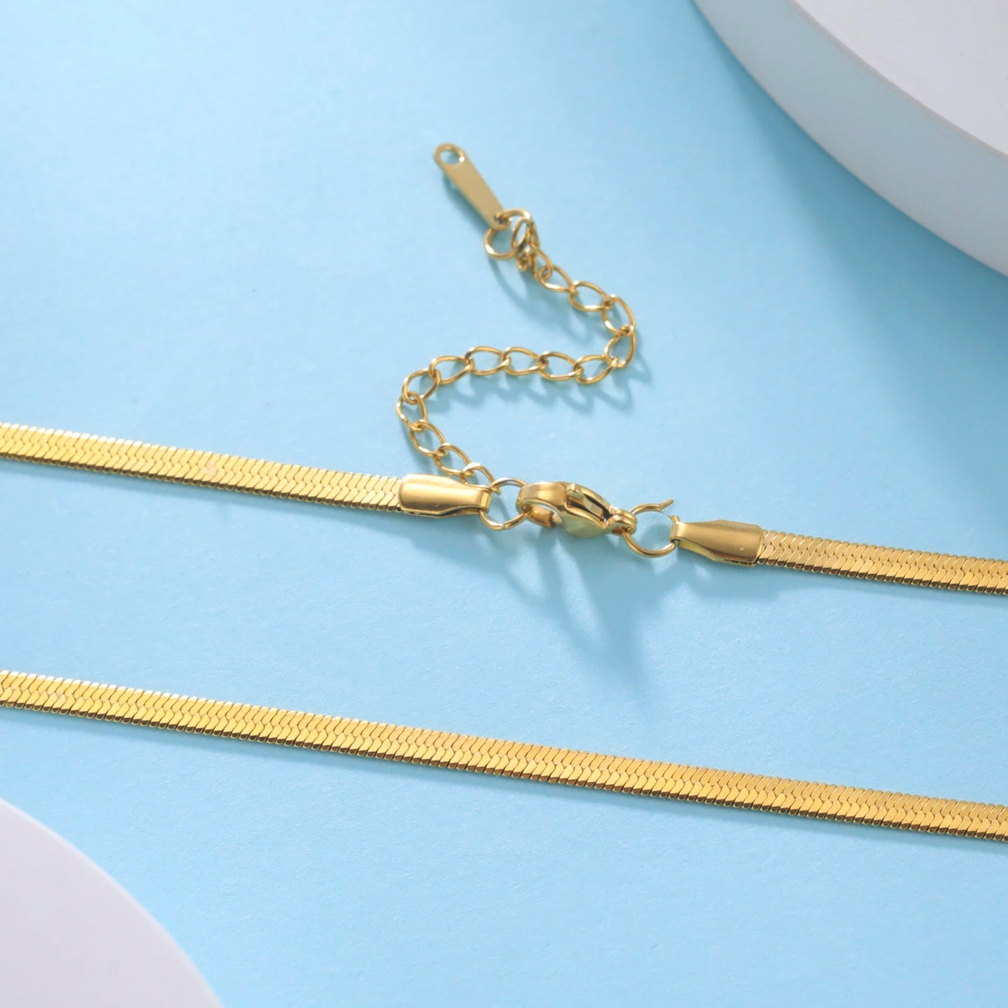 Stainless Steel Snake Chain Necklace | Gold & Silver Herringbone Choker for Women & Men
