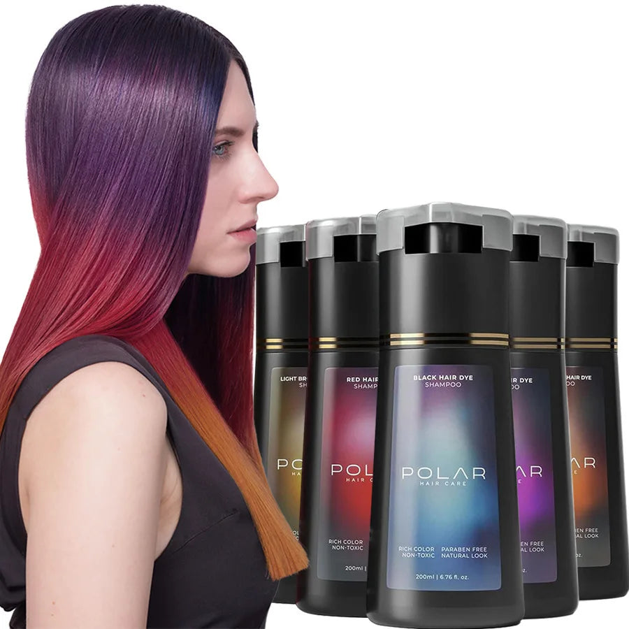 Natural Hair Dye Shampoo for Gray Hair – Black, Brown & Purple 200ml