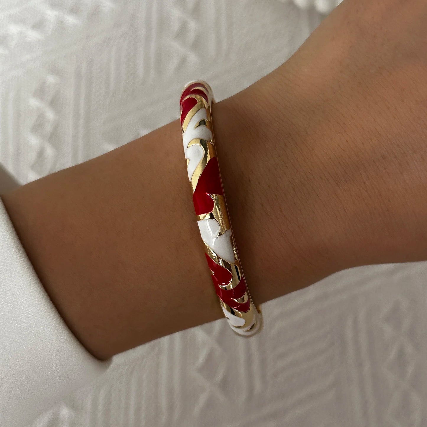 Enamel Flower Bracelet for Women | Retro Gold Plated Evil Eye Zircon Bangle
