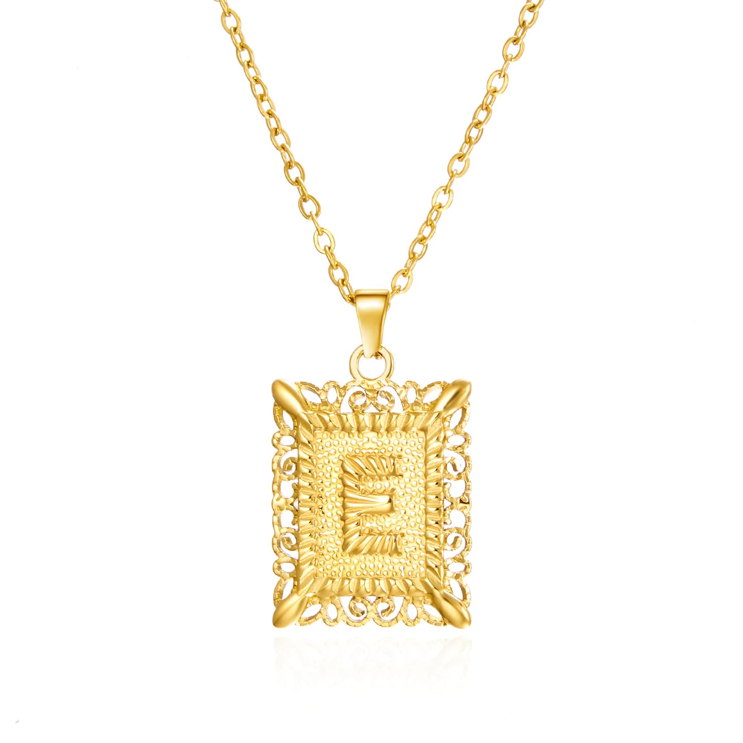 Gold Initial Letter Pendant Necklace – Stainless Steel Couple Jewelry