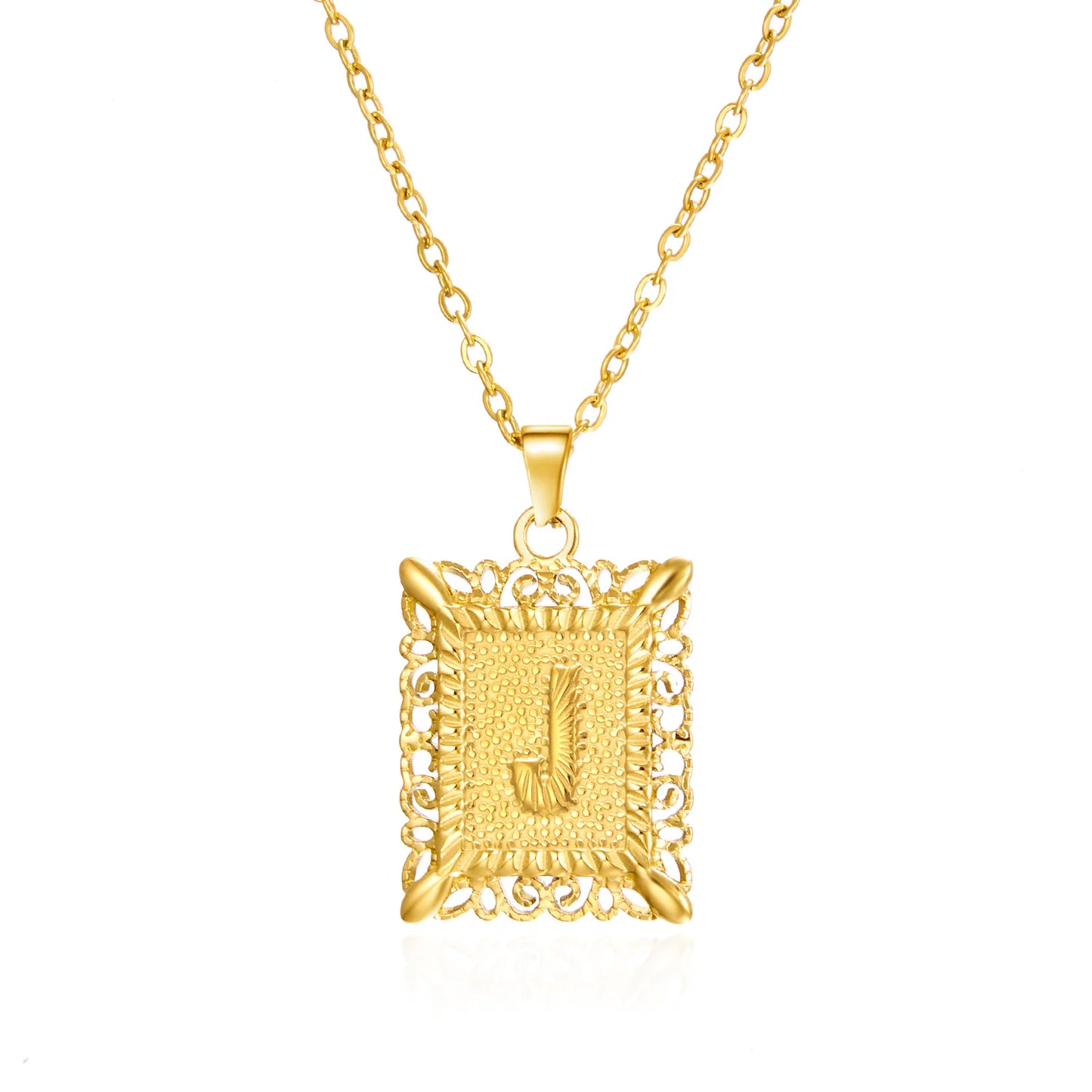 Gold Initial Letter Pendant Necklace – Stainless Steel Couple Jewelry