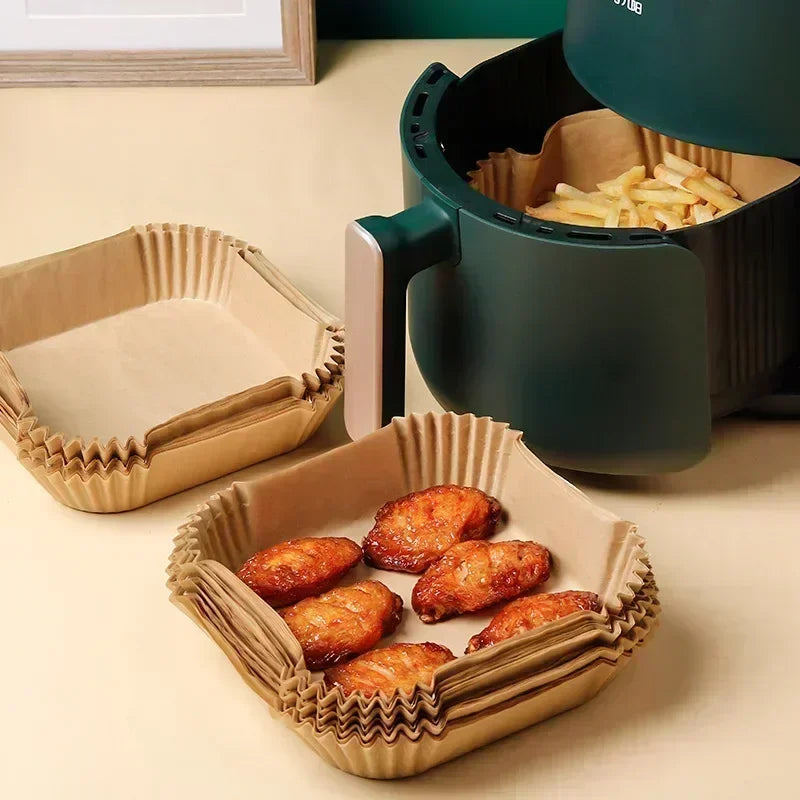 Air Fryer Disposable Paper Liners – Square & Round Non-Stick Baking Parchment Mats