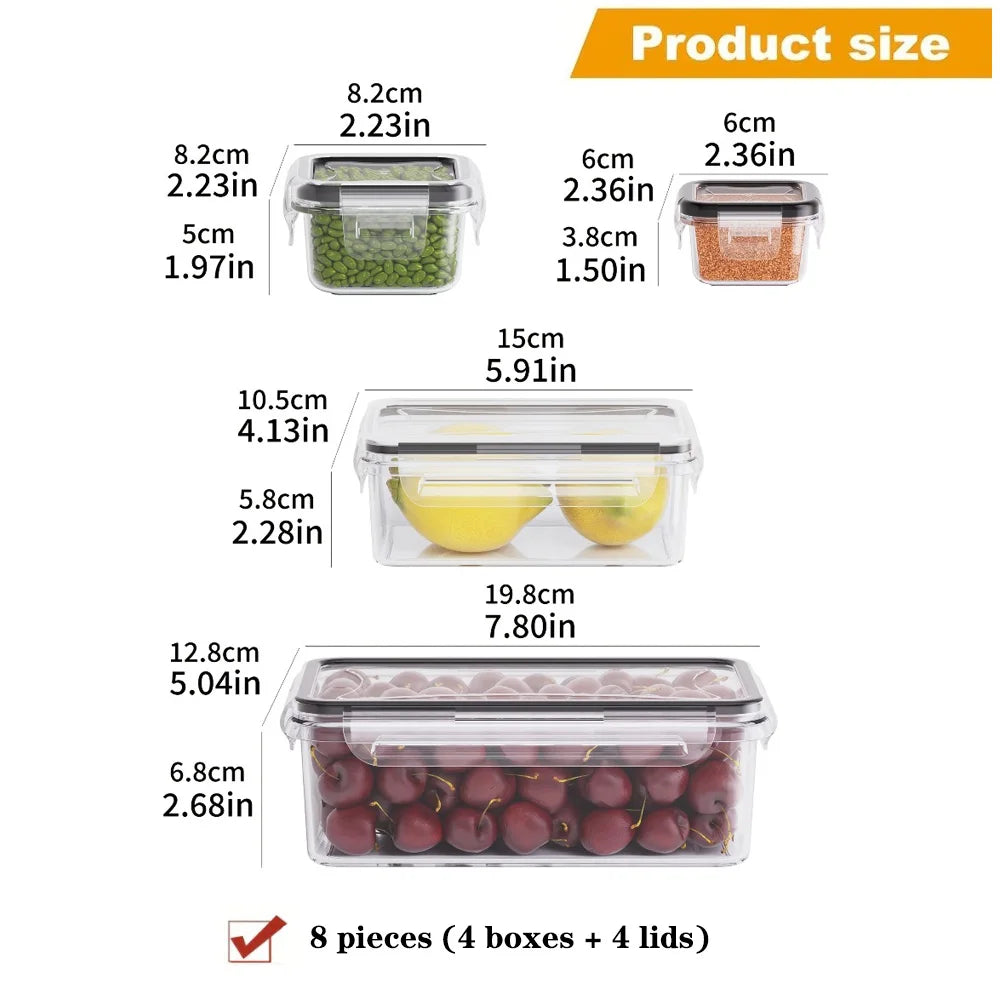 8-Piece Airtight Food Storage Containers Set – BPA-Free, Microwave & Freezer Safe