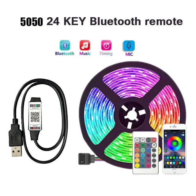 RGB LED Strip Lights — Bluetooth & WiFi Smart Color Changing Lights (1M–30M)