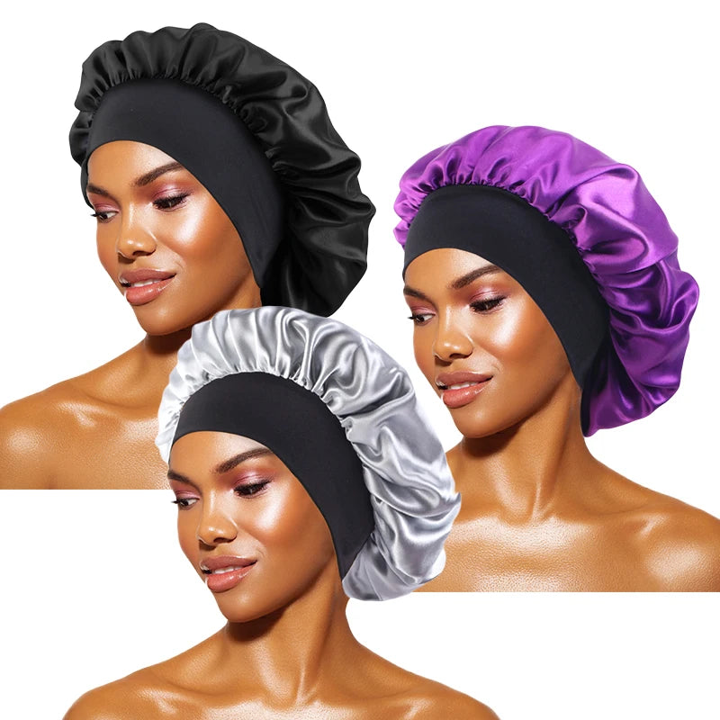 Satin Sleep Bonnet — Wide Brim Hair Care Cap for Women & Men (One Size)