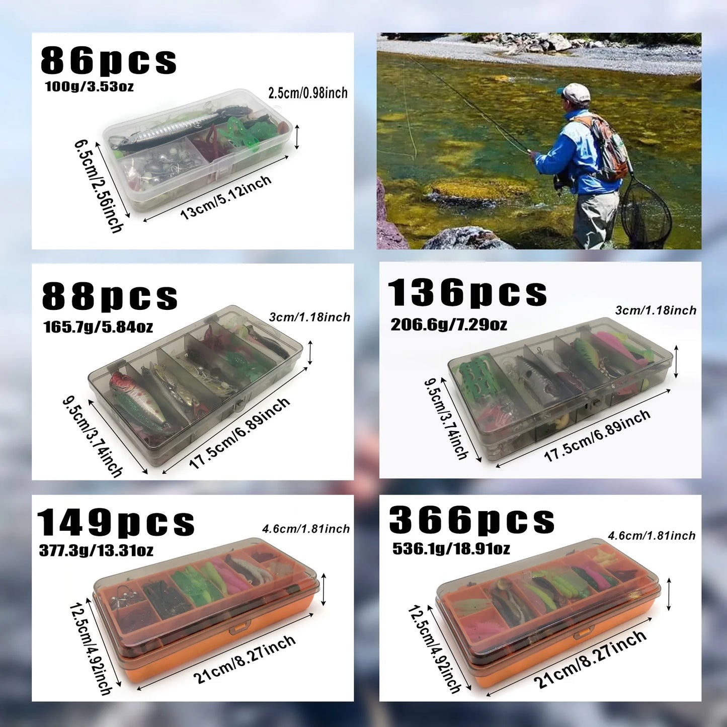 Fishing Lure Kit – Multi-Lure Tackle Box Set for Bass, Trout & Pike