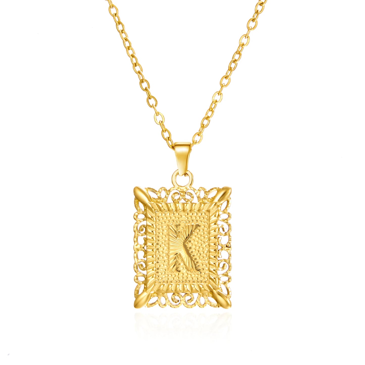 Gold Initial Letter Pendant Necklace – Stainless Steel Couple Jewelry