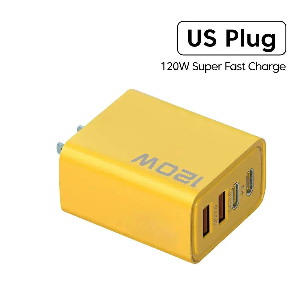 4-Port USB-C Fast Charger 120W – Quick Charge 3.0 for iPhone, Samsung & More