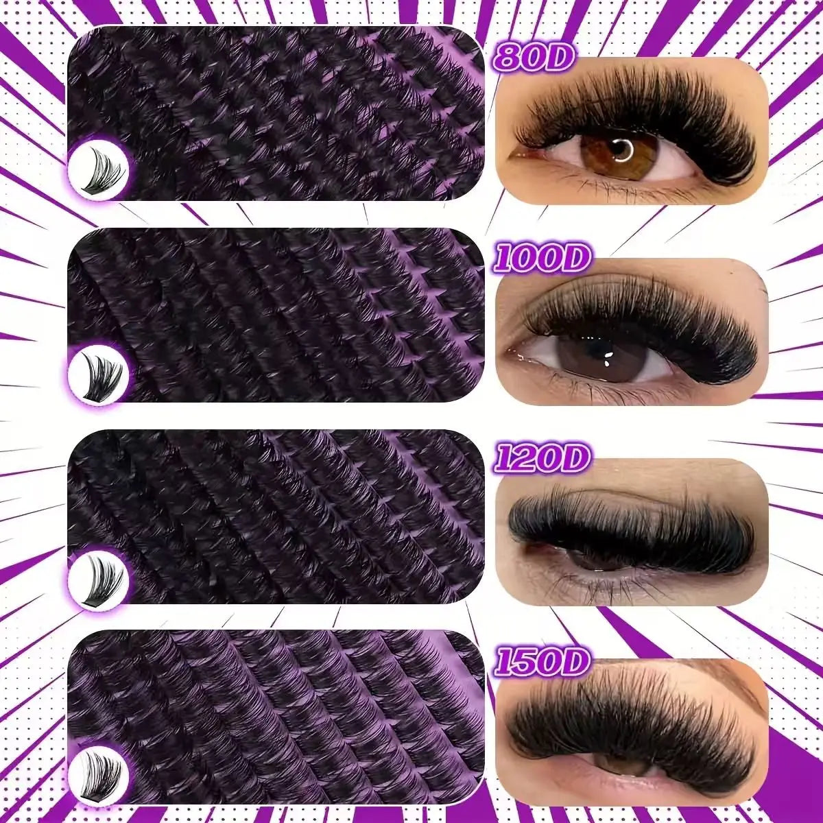 DIY Lash Extension Kit – Cluster Individual Eyelashes 9-16mm with Bond & Seal | Wispy Natural Look