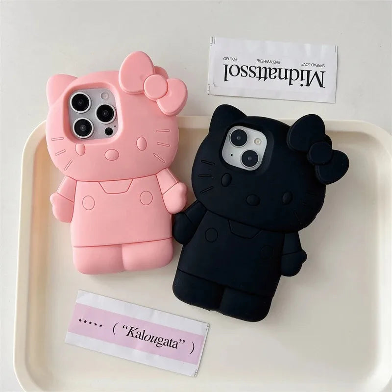 Sanrio Hello Kitty 3D Bow Phone Case – Cute Y2K Silicone Cover for iPhone 11–17 Pro Max