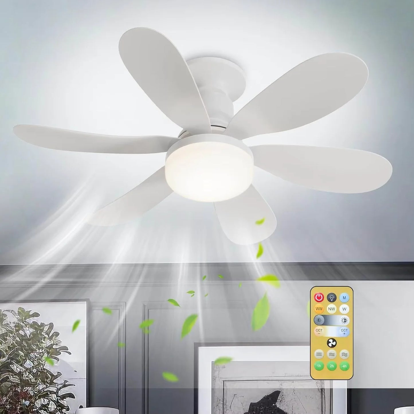 LED Ceiling Fan Light – 40W E27 Dimmable with Remote Control | Modern Style