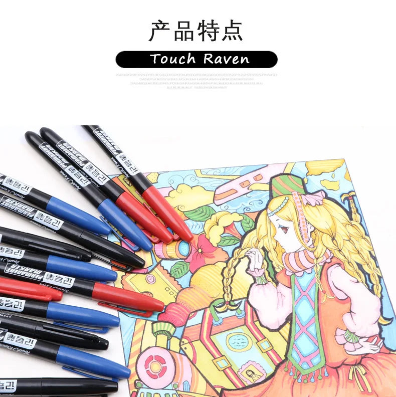 6 PCS Permanent Marker Pens – Waterproof Manga Drawing Markers for Art & School