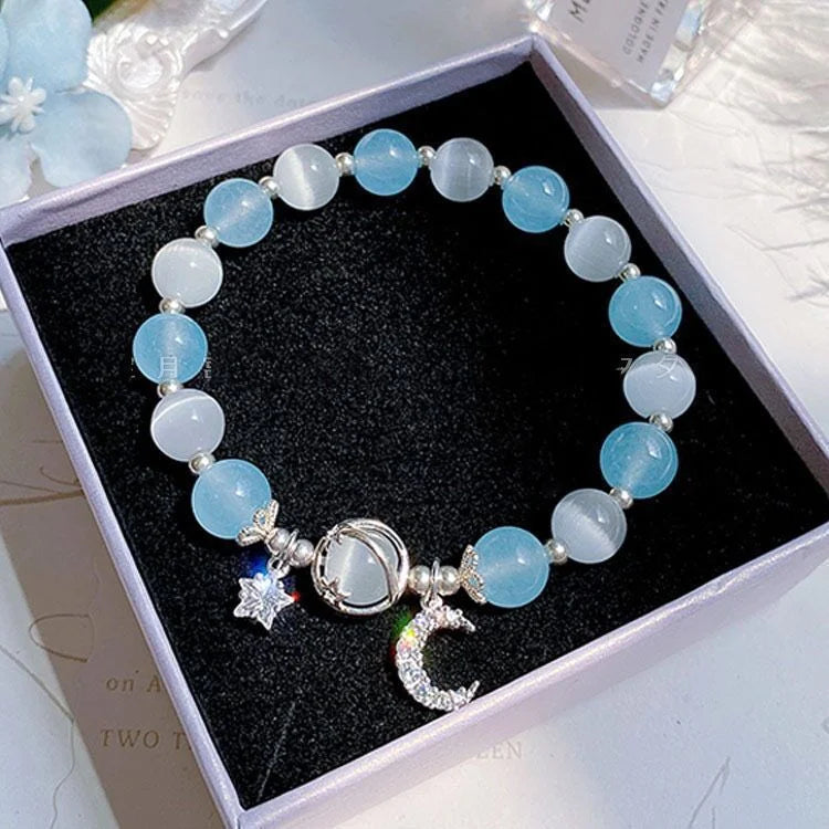 Crystal Beads Charm Bracelet – Korean Style Jewelry Gift for Women & Girls