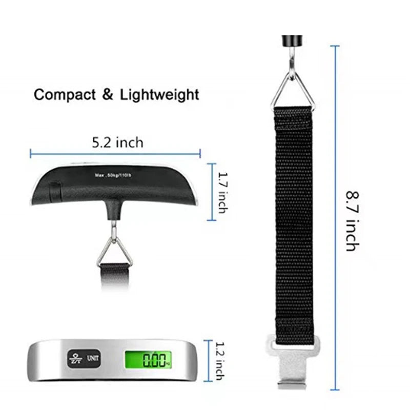 Digital Luggage Scale — LCD Display, 110lb/50kg Capacity (2 Styles)