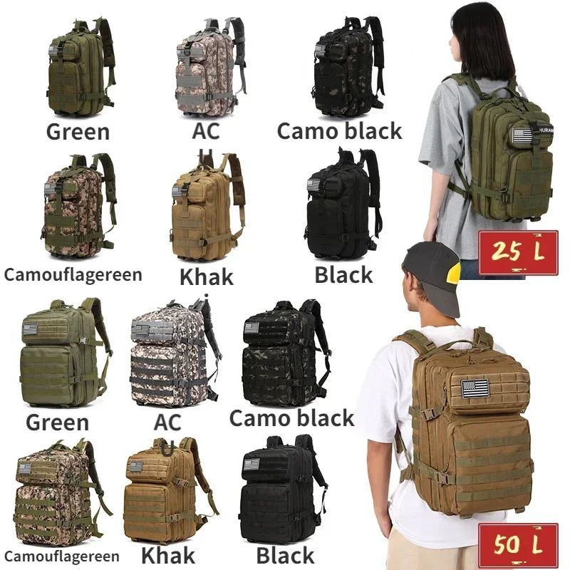 25L/50L Tactical Molle Backpack – Outdoor Hiking, Camping & Trekking Bag