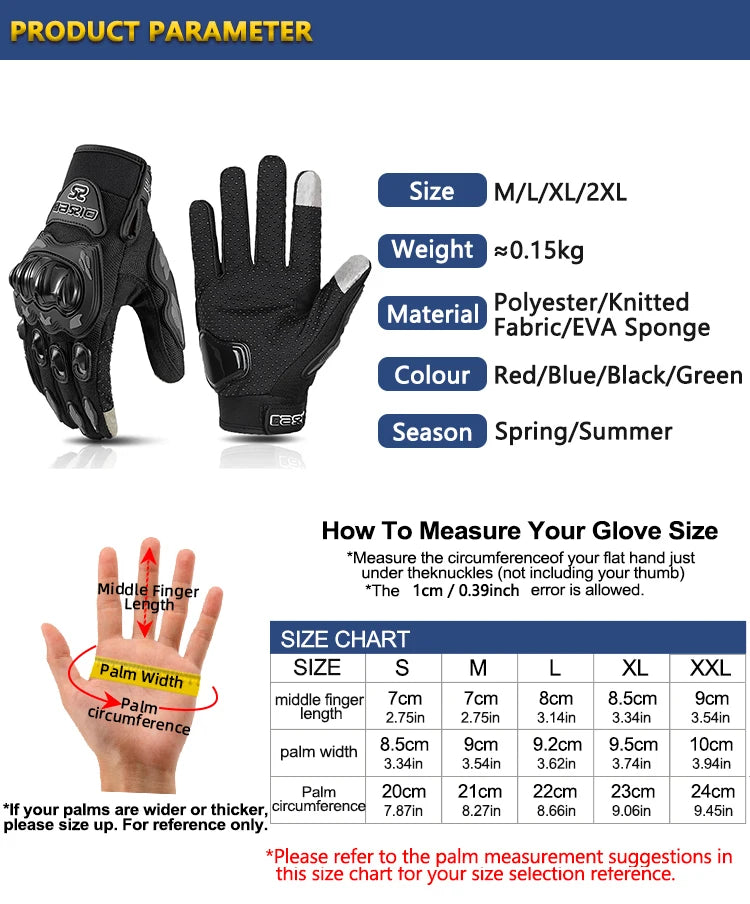 Full Finger Motorcycle Gloves – Touch Screen, Non-Slip & Breathable