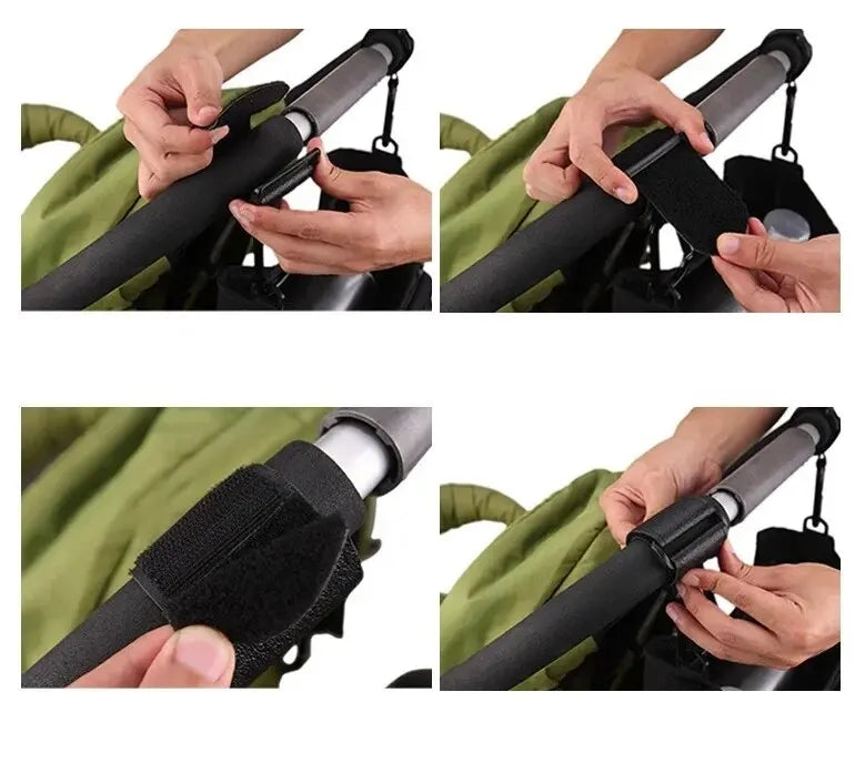2Pcs PU Leather Stroller Hooks – Adjustable Pram & Diaper Bag Hanger
